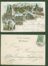 Kln Litho-AK Gruss aus ..... sechs Ansichten 1897  nach Baden Baden (d9384)