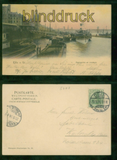 Kln farb-AK Rheinpartie am Leystapel 1904 nach Karlsruhe (d9403)