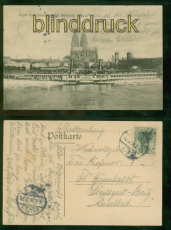 Kln a. Rh. sw-AK Gruss vom Salondampfer Borussia 1906 Bonn nach Stuttgart(d9415