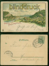 Porta Westfalica farb-AK Gruss aus ..... Gesamtansicht Bahnpost 1901 nach(d9437)