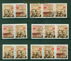 DDR Zusammendrucke Mi # 2050/52 gestempelt WZd 325/52 Karl Marx (56298)