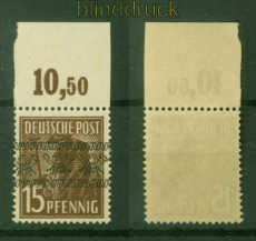 Bi-Zone Mi #  41 I OR P ndgz postfrisch 15 Pfg. Bandaufdruck (56127)