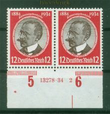 dt. Reich Mi # 542 y HAN postfrisch waager Paar 12 Pfg. Kolonialforscher (56212)