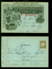 Herrieden Mondschein-AK Gruss aus ..... 5 Ansichten 1898 nach Ornbau (d10042)