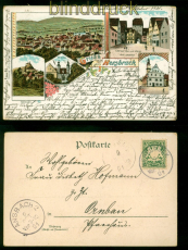 Hersbruck Litho-AK Gruss aus ..... 5 Ansichten 1901 nach Ornbau (d10047)