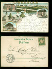 Absberg Litho-AK Gruss aus .... . 6 Ansichten 1898 nach Lingen (d10028)