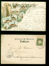 Alttting Litho-AK Gruss aus .... 9 Ansichten 1899 nach Lingen (d10031)