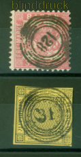 Baden Mi # 2 mit #-Stempel 31 und # 24 mit #-Stempel 128 (56016)
