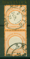 dt. Reich Mi #  18 gestempelt 1/2 Groschen groer Schild senkrechtes Paar(56028)