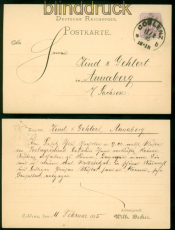 dt. Reich Mi # 40 EF Postkarte CoblenzAC Klauckestempel 1885 nach Annaberg(56030