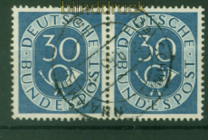 Bund Mi #  132 gestempelt waagerechtes Paar 30 Pfg. Posthorn (56609)