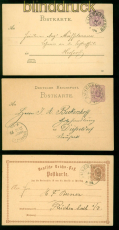 dt. Reich drei Ganzsachenkarten aus Kaiserswerth 1974 bis 1887 (56446)