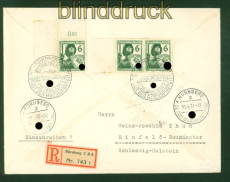 dt. Reich Mi # Bl. 7 MiF mit 3 x 644 SSt. Nrnberg 1937 nach Neumnster (56367)