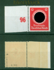 dt. Reich Dienst Mi # 172 a postfrisch 12 Pfg. ohne WZ geprft Schlegel (56798)