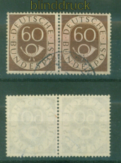 Bund Mi #  135 gestempelt waagerechtes Paar 60 Pfennig Posthorn (56773)