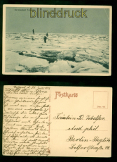 Tossens Nordseebad sw-AK Nordsee im Eis 1913 nach Berlin (d10157)