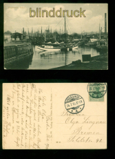 Bremen Vegesack sw-AK Hafen 1915 nach Bremen (d10172)