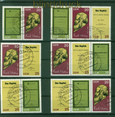 DDR Zusammendrucke Mi # 1365/67 A gestempelt WZd 192/97 Karl Marx (56465)