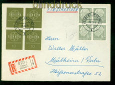 Bund Mi #  182 (4) in MiF auf R-Brief Velbert nach Mlheim Ruhr (56347)