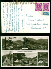 Bund Mi #  125 (2) MeF waagerechtes Paar auf AK Herrenalb 1953 n Emsdetten(56344