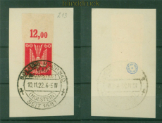 dt. Reich Mi # 213 OR P gestempelt SSt. Flugpostmarke geprft Infla Berlin(55926