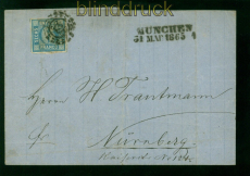 Bayern Mi #  10 EF auf Fernbrief aus Mnchen 31.3.1865 nach Nrnberg (55925)