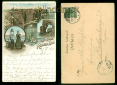 Helgoland Litho-AK Gruss aus ..... drei Ansichten 1895 nach Rothenburg (d10187)