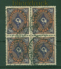 dt. Reich Mi # 207 P gestempelt im 4er-Block mit PF I geprft Infla Berlin(56989