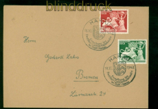 dt. Reich Mi # 816/17 Sonderstempel Satz-Brief Hanau 18.10.1942 n Bremen (56881)