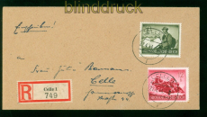 dt. Reich Mi # 879 und 885 MiF Orts-R-Brief Celle 22.4.1944 (56895)
