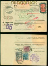 dt. Reich Mi # 96 B II, 97 B II mit 144 II+146 II Auslands-Wert-Paketkarte(56861