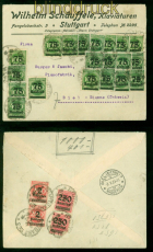 dt. Reich Mi # 287 (7), 288 (13), 295 (2)+309 (2) MiF Stuttgart 2.10.1923(56868)