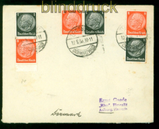 dt. Reich Mi # S135, S137 + W64 Auslands-Brief Todtnau 12.5.1938 Aalborg (56932)