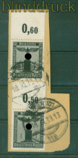 dt. Reich Dienst Mi # 144 OR P (2) gestempelt Briefstck mit Wasserzeichen(56839