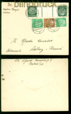 dt. Reich Mi # KZ 22.1 + S 130 MiF Auslandsbrief Rostock 1937 n Dnemark (56950)