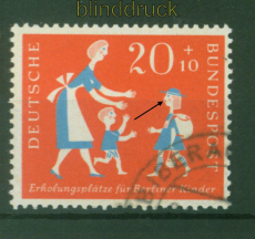 Bund Mi #  251 II gestempelt Plattenfehler Strich vor der Nase (57266)