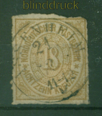 Norddeutscher Postbezirk Mi # 11 gestempelt 18 Kreuzer durchstochen (57272)