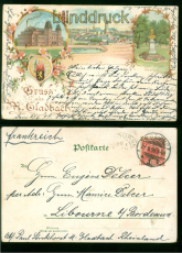Mnchen-Gladbach Litho-AK Gruss aus .....  4 Ansichten 1899 n Frankreich(d10228)
