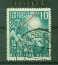 Bund Mi #  111 VII gestempelt Plattenfehler Erffnung des Bundestags (57471)
