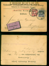 dt. Reich Mi #  41 und 42 MiF auf Nachnahme-Postkarte OIdenburg 21.8.1889(57536)