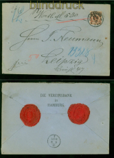 dt. Reich Mi # 50 EF auf Wertbrief Hamburg 3.8.1897 nach Leipzig (57332)