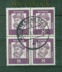 Bund Mi #  349 x gestempelter 4er-Block 8 Pfg. Bedeuitende Deutsche (57968)