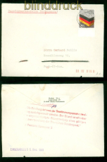 Bund Postkrieg Mi # 1265 PK in die DDR Zur�ck und roter Stempel 1985 (57947)