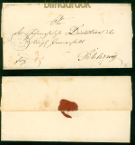 Schleswig-Holstein Hlle Flensburg 15.9.1852 nach Schleswig ohne Inhalt (58323)