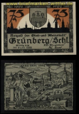 Grnberg in Schlesien 75 Pfennig Notgeld 1922 kassenfrisch (30631)