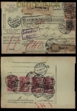 Mi # 91 II x, 114 und 4 x Mi # 115 Auslandspaketkarte Berlin 1920 (27931)