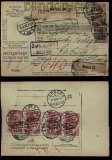 Mi # 91 II x, 114 und 4 x Mi # 115 Auslandspaketkarte Berlin 1920 (27933)