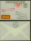 dt. Reich Mi # 378 und 379 auf Luftpost-Drucksachenbrief nach Zoppot 1927 (40400)