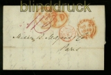 Großbritannien 1849 Brief von Liverpool nach Paris barfrankiert (41200)