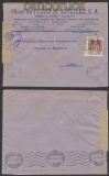 Spanien Auslands-Zensur-Brief Valencia 1944 spanische Zensur nach Lissabon (44995)